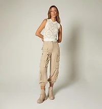 CROCHET-LIKE FABRIC TANK TOP
