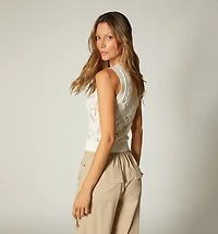 CROCHET-LIKE FABRIC TANK TOP