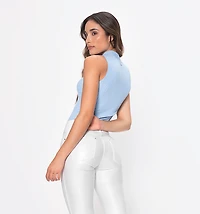 SLEEVELESS TURTLENECK BLOUSE RIB