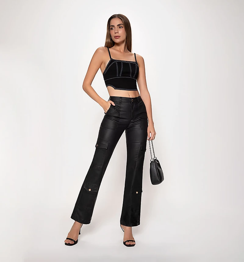 Crop Top Blouse with Straps, Threads Cutting CO