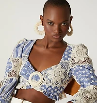 3/4 SLEEVE BLOUSE WITH BUCKLE