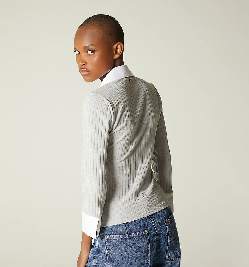 3/4 Sleeve Polo Style Blouse Combined