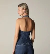 HALTER SARTORIAL BLOUSE, BUTTONS AND FLAPS