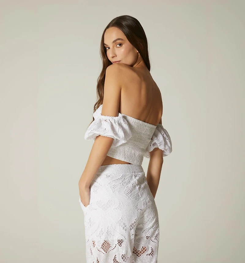 Blouse with Ribbing and Strap
