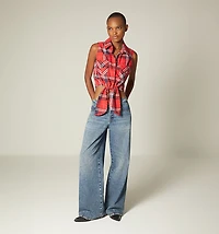 SLEEVELESS BLOUSE WITH TIE AND THREAD C