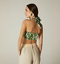 Crop Top Blouse with Cups and Neck Strap