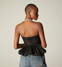 STRAPLESS PEPLUM BLOUSE