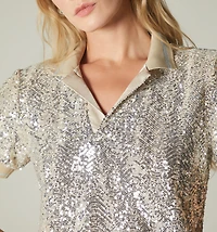 T-SHIRT STYLE BLOUSE SHORT SLEEVE WITH ZIP