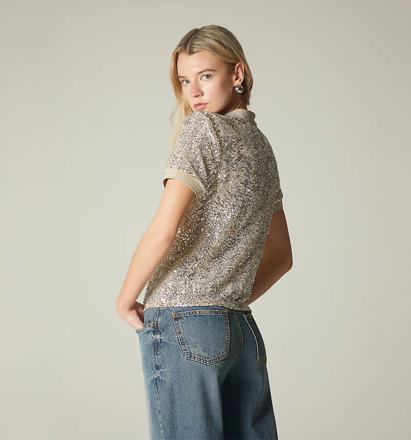 T-SHIRT STYLE BLOUSE SHORT SLEEVE WITH ZIP