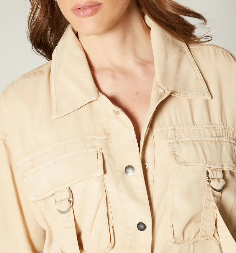 SHIRT DRESS, UTILITY POCKETS