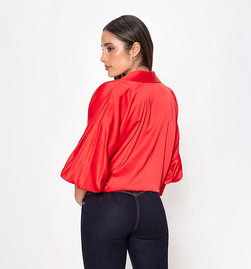 3/4 Sleeve Batwing Blouse with Cuff and Alf