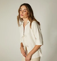 Blouse with 3/4 Sleeves and Ties