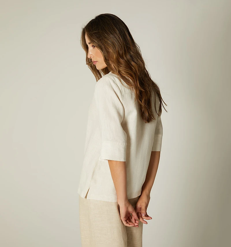 Blouse with 3/4 Sleeves and Ties