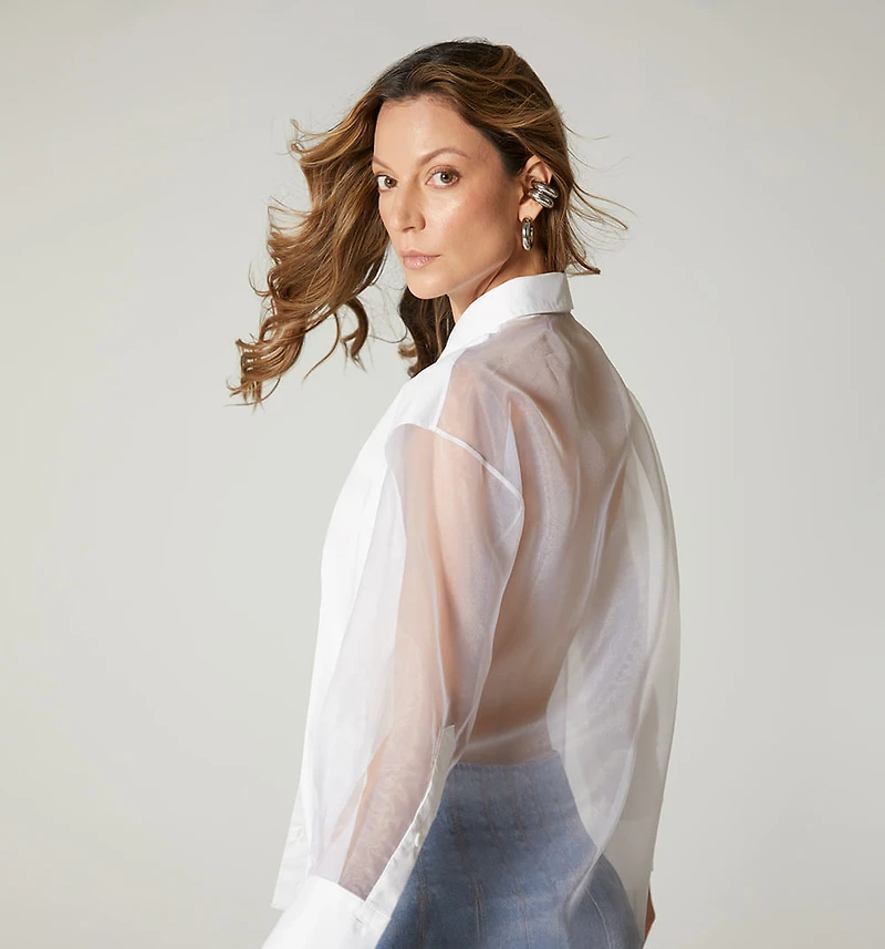 LONG-SLEEVE BLOUSE WITH ORGANZA