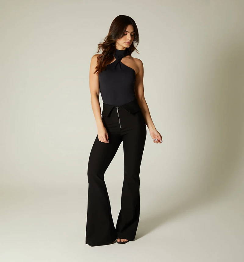 HIGH WAIST SKINNY LEG PANTS WITH DETAIL