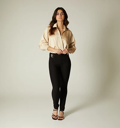 HIGH WAIST SKINNY LEG LEGGINGS WITH DETAIL