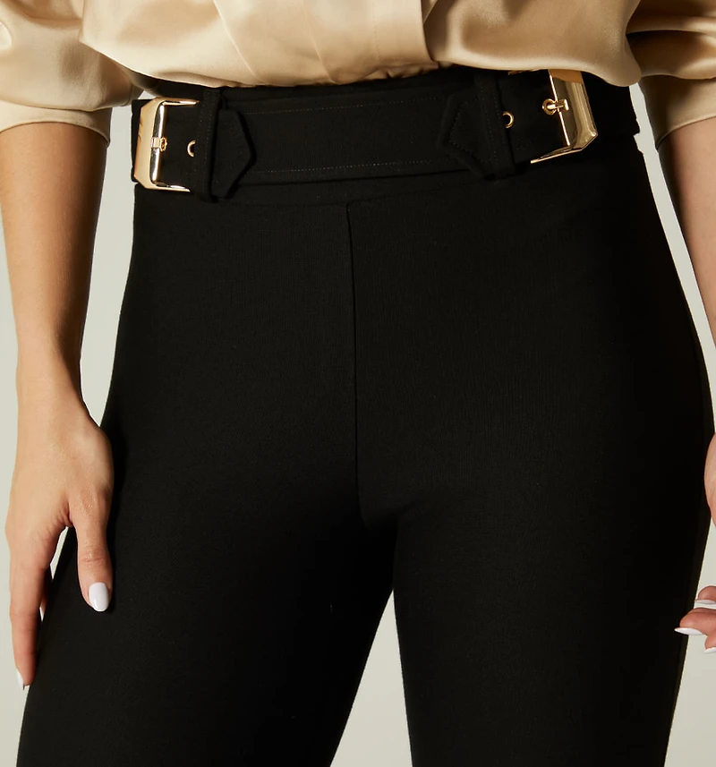 HIGH WAIST SKINNY LEG LEGGINGS WITH DETAIL