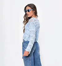 KNITTED SWEATER L/S WITH POINTED HEM