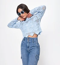 KNITTED SWEATER L/S WITH POINTED HEM