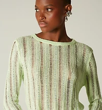 Sweater knit eyelet pattern with hot F