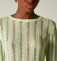 Sweater knit eyelet pattern with hot F