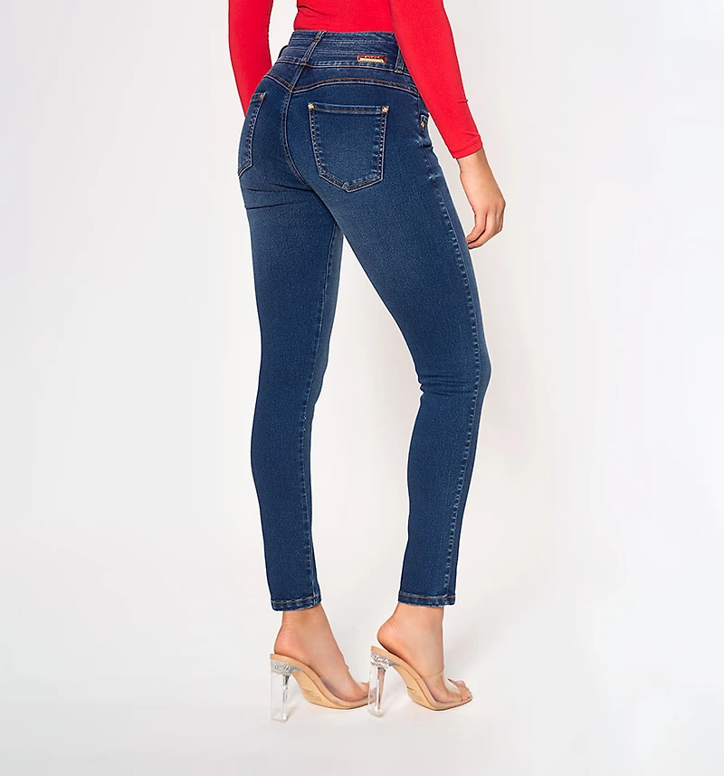 Skinny jeans, high rise, wide waistband