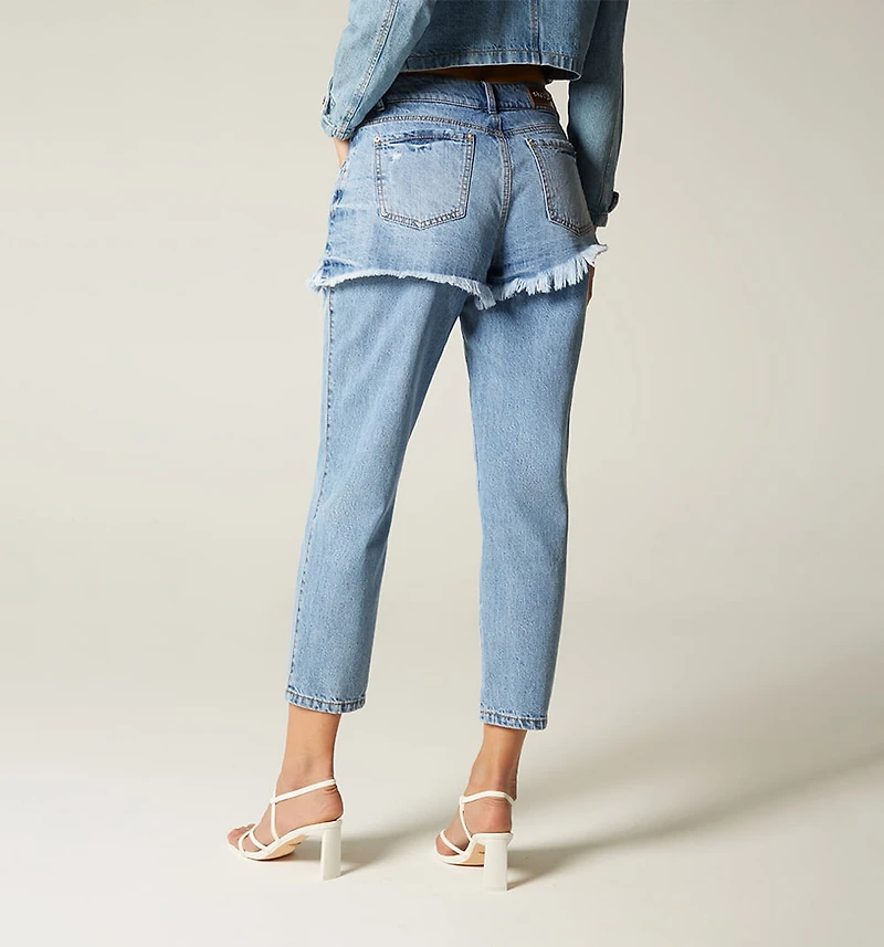 JEAN LAYER ON LAYER, MID-RISE, WAIST