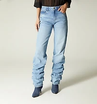 STRAIGHT LEG JEANS, HIGH WAIST, WRINKLE