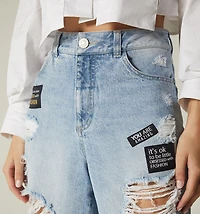 High-waisted Bermuda, five pockets, des