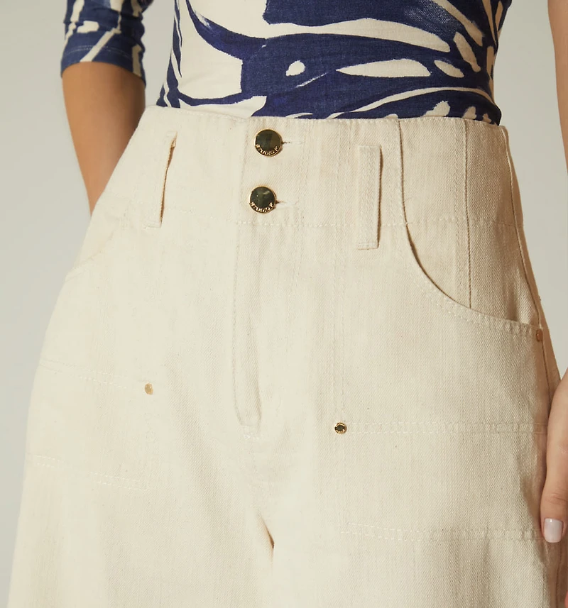Bermuda, High Waist, Pocket Cuts