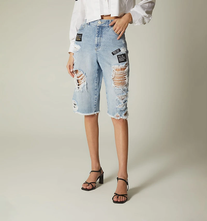 High-waisted Bermuda, five pockets, des