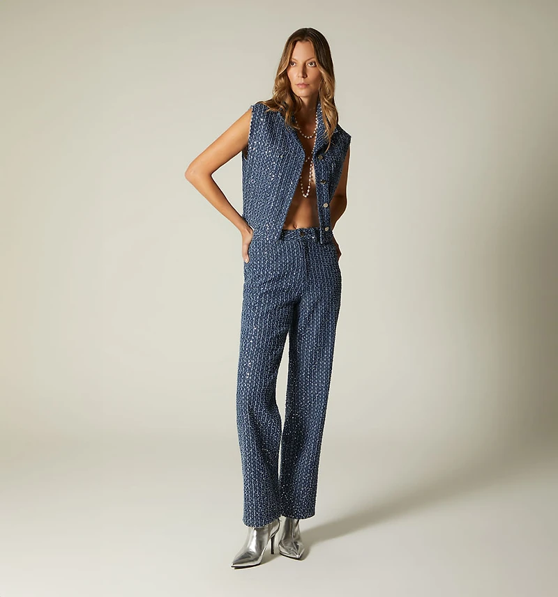 LONG OPENWORK VEST FOR WOMEN