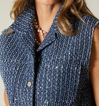 LONG OPENWORK VEST FOR WOMEN