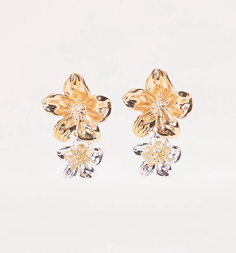 Hammered Bicolor Flower Earring