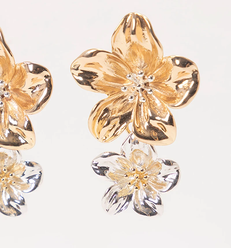 Hammered Bicolor Flower Earring