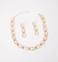 GEOMETRIC LINK NECKLACE AND EARRINGS SET