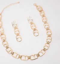 GEOMETRIC LINK NECKLACE AND EARRINGS SET