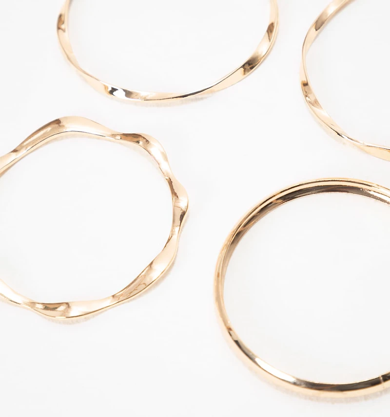 Smooth and Twisted Rings Bracelet Set x5