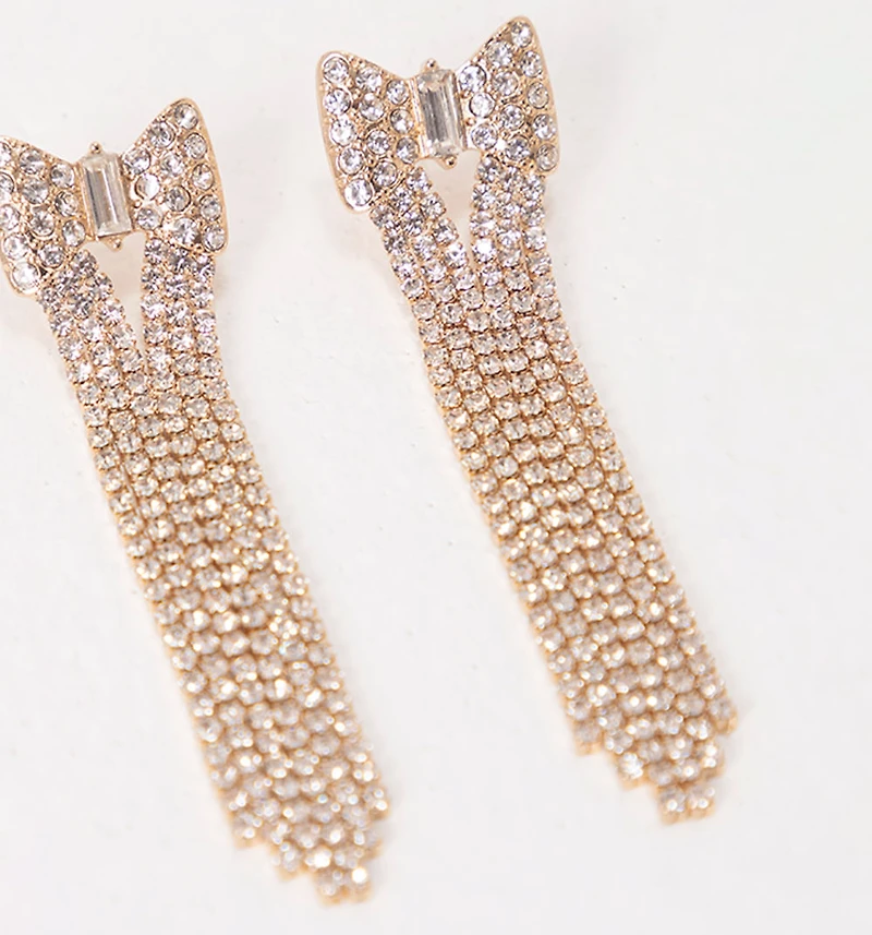 BOW CASCADE EARRING WITH CRYSTALS