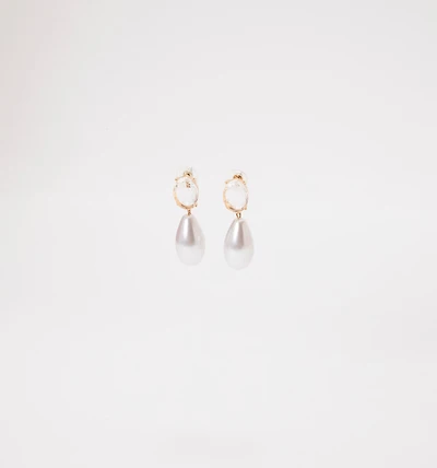 CRYSTAL EARRINGS AND PEARL DROP