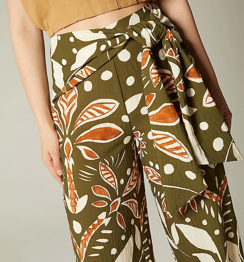HIGH WAIST PANTS WITH FRONT TIE