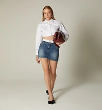 SHORT SKIRT, DOUBLE WAISTBAND FIVE POCKETS