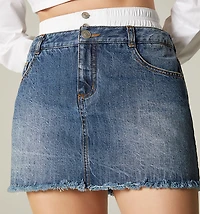 SHORT SKIRT, DOUBLE WAISTBAND FIVE POCKETS