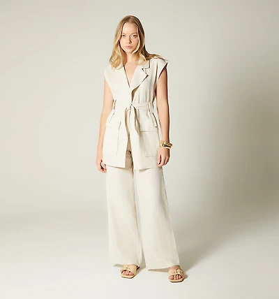 LONG VEST LAPEL FLAP POCKETS