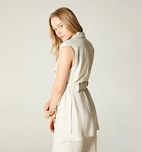 LONG VEST LAPEL FLAP POCKETS