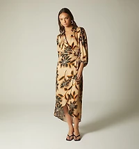 MIDI WRAP DRESS 3/4 SLEEVE