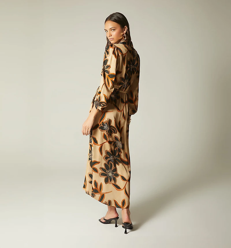 MIDI WRAP DRESS 3/4 SLEEVE