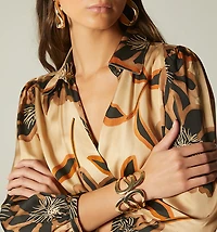 MIDI WRAP DRESS 3/4 SLEEVE