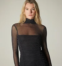 RUCHED MESH DRESS