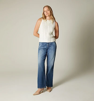 KNITTED SLEEVELESS BLOUSE WITH PEARLS